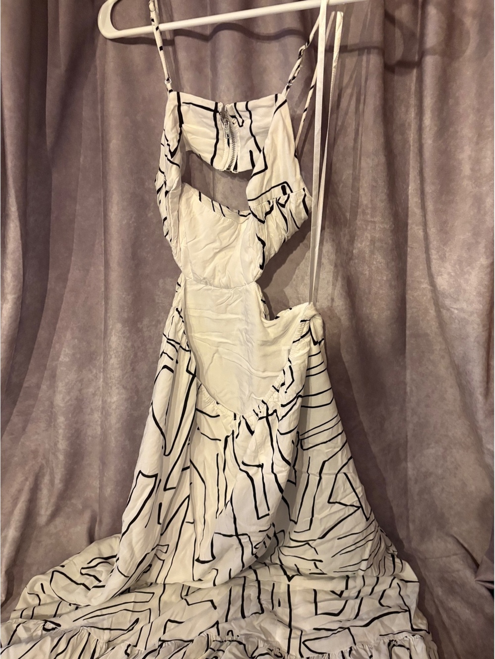 Hello Molly Made Me Twist Maxi Dress White Abstract Side Cutout Size S US 4 - Picture 4 of 9